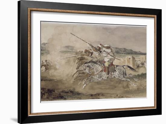 Fantasia arabe devant une portes de Mekinès-Eugene Delacroix-Framed Giclee Print