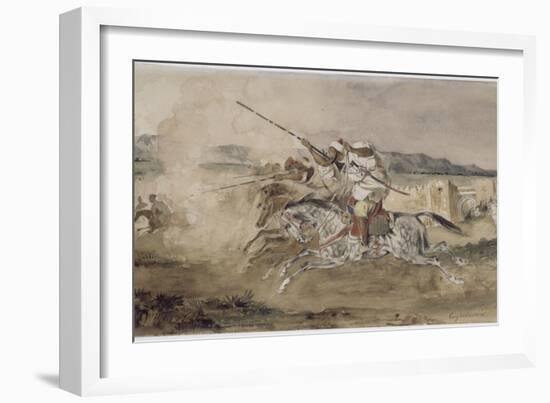 Fantasia arabe devant une portes de Mekinès-Eugene Delacroix-Framed Giclee Print