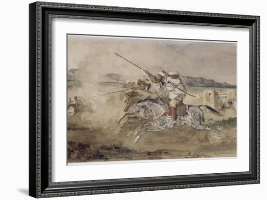 Fantasia arabe devant une portes de Mekinès-Eugene Delacroix-Framed Giclee Print