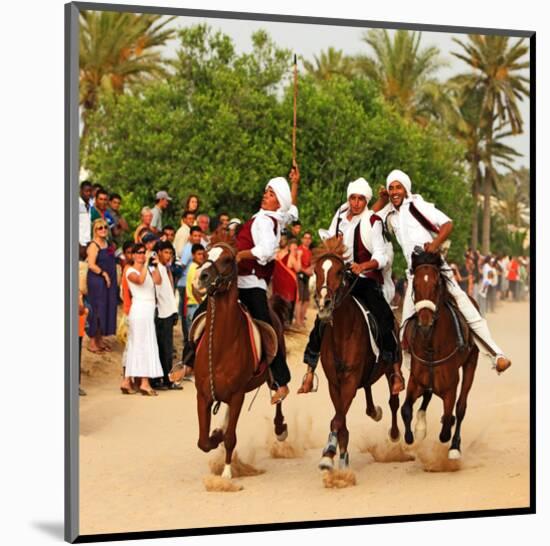 Fantasia, equestrian games in Midoun, Jerba Island, Medenine, Tunisia-null-Mounted Art Print