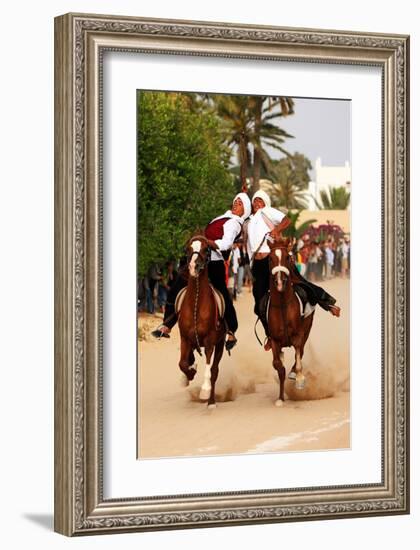 Fantasia, equestrian games in Midoun, Jerba Island, Medenine, Tunisia-null-Framed Art Print