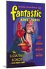 Fantastic Adventures: Floating Robot and Woman-null-Mounted Art Print