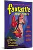 Fantastic Adventures: Floating Robot and Woman-null-Mounted Art Print