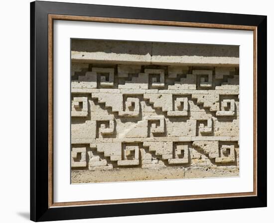 Fantastic Geometric Stone Carving, Mitla, Ancient Mixtec Site, Oaxaca, Mexico, North America-R H Productions-Framed Photographic Print