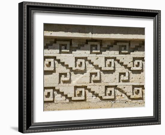 Fantastic Geometric Stone Carving, Mitla, Ancient Mixtec Site, Oaxaca, Mexico, North America-R H Productions-Framed Photographic Print