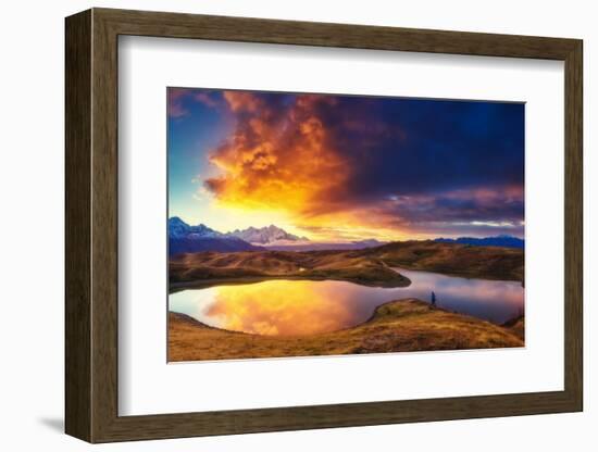 Fantastic Lake Koruldi with Overcast Sky at the Foot of Mt. Ushba. Dramatic Morning Scene. Upper Sv-Leonid Tit-Framed Photographic Print