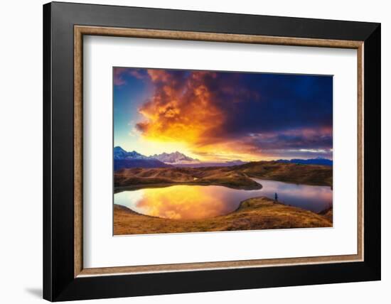 Fantastic Lake Koruldi with Overcast Sky at the Foot of Mt. Ushba. Dramatic Morning Scene. Upper Sv-Leonid Tit-Framed Photographic Print