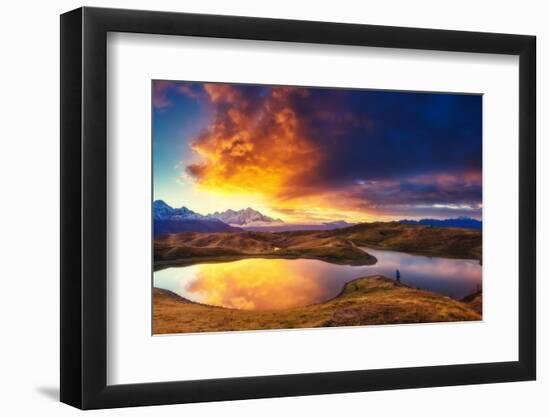 Fantastic Lake Koruldi with Overcast Sky at the Foot of Mt. Ushba. Dramatic Morning Scene. Upper Sv-Leonid Tit-Framed Photographic Print