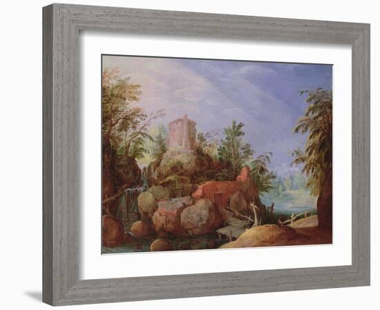 Fantastic Landscape with a Waterfall and Bridge-Paul Brill Or Bril-Framed Giclee Print