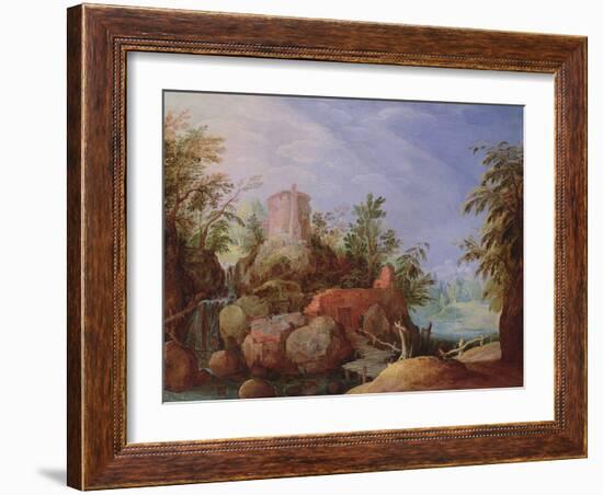 Fantastic Landscape with a Waterfall and Bridge-Paul Brill Or Bril-Framed Giclee Print