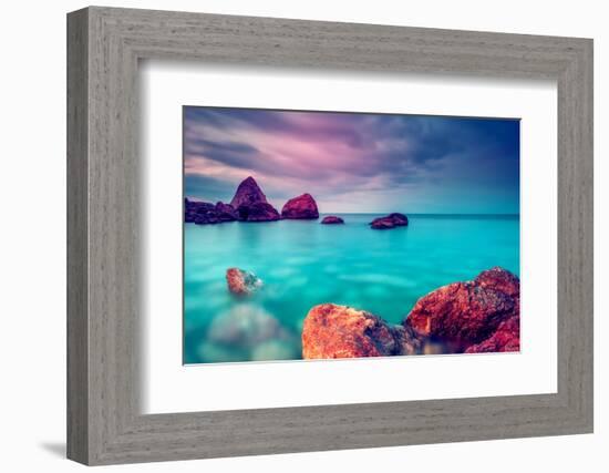 Fantastic Morning Blue Sea Glowing by Sunlight. Dramatic Scene. Black Sea, Crimea, Ukraine, Europe.-Leonid Tit-Framed Photographic Print