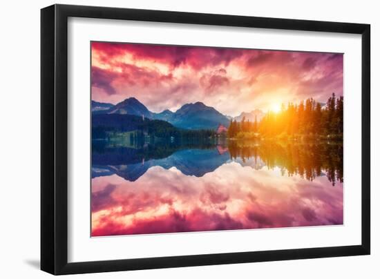 Fantastic Mountain Lake in National Park High Tatra. Dramatic Scenery. Strbske Pleso, Slovakia, Eur-Leonid Tit-Framed Photographic Print