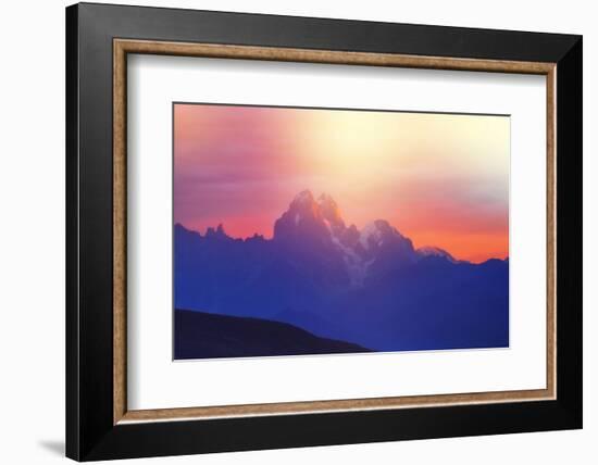 Fantastic Sunlight over the Mountain Ushba. Dramatic and Picturesque Scene. Location Mestia, Upper-Leonid Tit-Framed Photographic Print