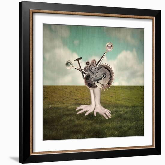 Fantasy Artistic Image that Represent Human Hands and Arms of with a Surreal Mechanism of Gears Tha-Valentina Photos-Framed Photographic Print