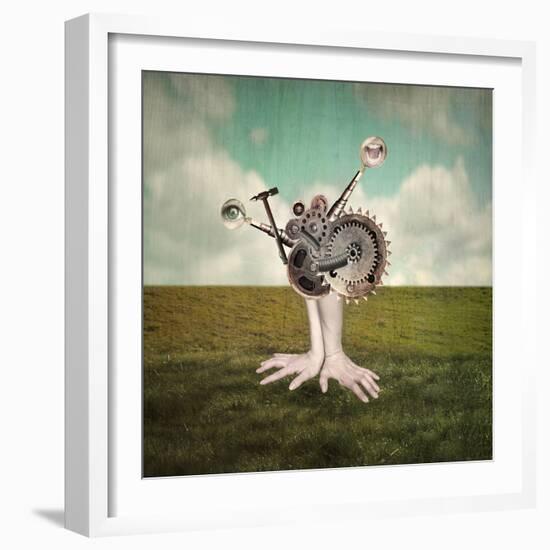 Fantasy Artistic Image that Represent Human Hands and Arms of with a Surreal Mechanism of Gears Tha-Valentina Photos-Framed Photographic Print