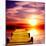 Fantasy Beautiful Sunset And Wooden Pier-frenta-Mounted Art Print