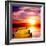 Fantasy Beautiful Sunset And Wooden Pier-frenta-Framed Art Print