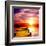 Fantasy Beautiful Sunset And Wooden Pier-frenta-Framed Art Print