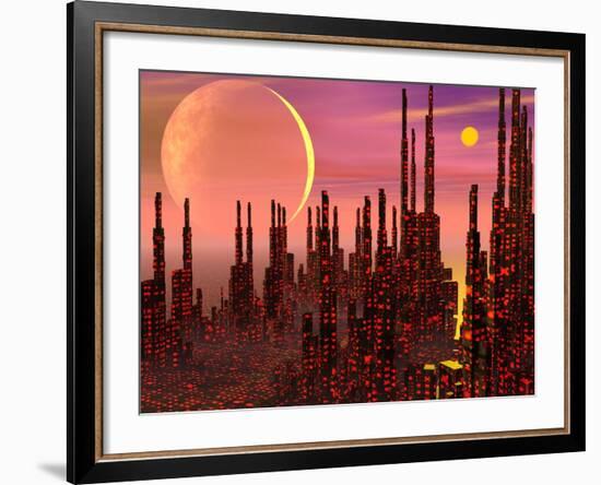 Fantasy City - 3D Render-Elenarts-Framed Art Print