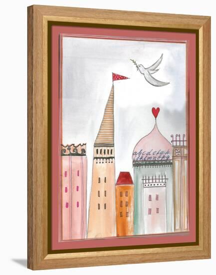 Fantasy Cityscape with Dove-Effie Zafiropoulou-Framed Premier Image Canvas