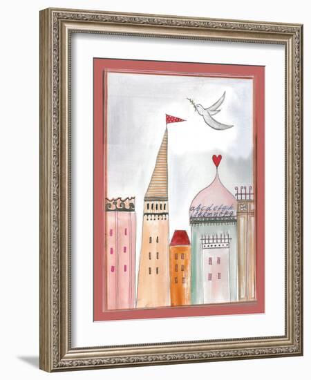 Fantasy Cityscape with Dove-Effie Zafiropoulou-Framed Giclee Print