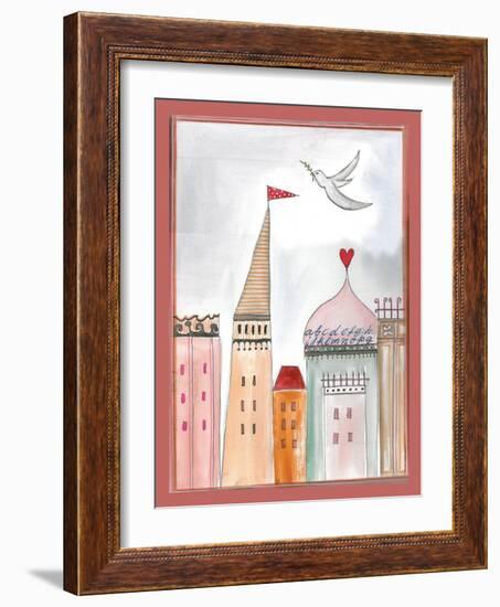 Fantasy Cityscape with Dove-Effie Zafiropoulou-Framed Giclee Print