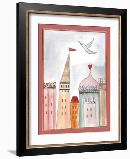 Fantasy Cityscape with Dove-Effie Zafiropoulou-Framed Giclee Print