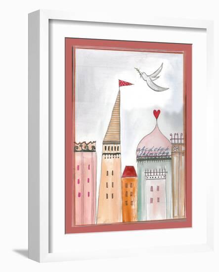 Fantasy Cityscape with Dove-Effie Zafiropoulou-Framed Giclee Print