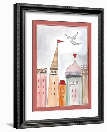 Fantasy Cityscape with Dove-Effie Zafiropoulou-Framed Giclee Print