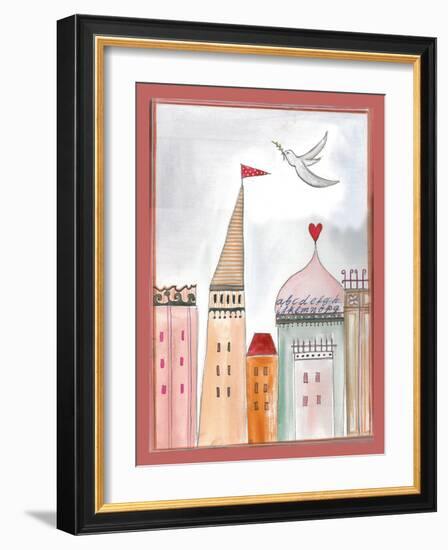 Fantasy Cityscape with Dove-Effie Zafiropoulou-Framed Giclee Print