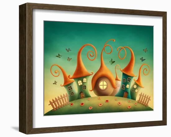 Fantasy Houses in the Meadow-egal-Framed Photographic Print