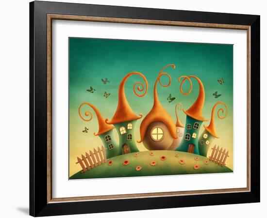 Fantasy Houses in the Meadow-egal-Framed Photographic Print