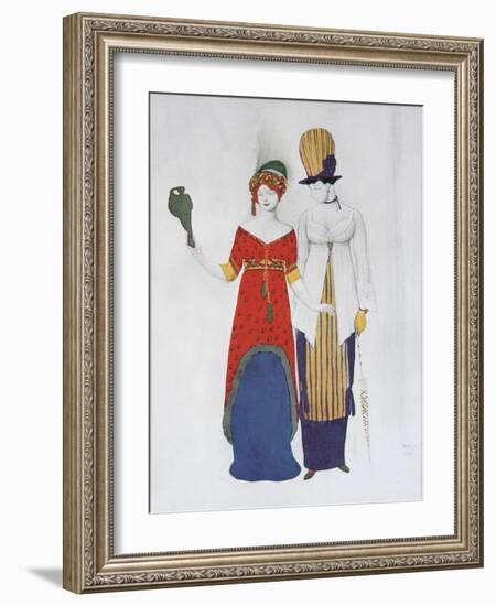 Fantasy on the Theme Modern Dress, 1910-Léon Bakst-Framed Giclee Print