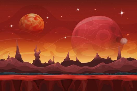 Fantasy Sci-Fi Martian Background for UI Game. Illustration of a Cartoon  Funny Sci-Fi Alien Planet' Art Print - Benchart 