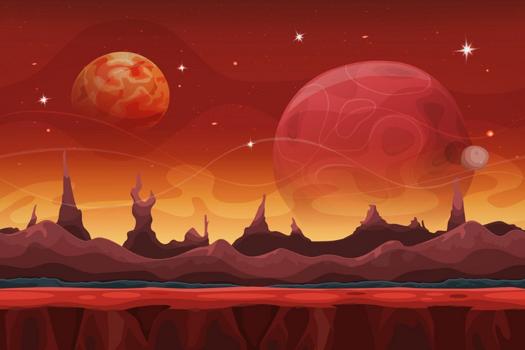 Fantasy Sci-Fi Martian Background for UI Game. Illustration of a Cartoon Funny Sci-Fi Alien Planet' Art Print - Benchart Fantasy Sci-Fi Martian Background for UI Game. Illustration of a Cartoon Funny Sci-Fi Alien Planet' Art Print - Benchart