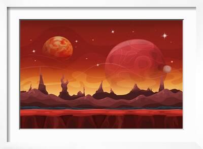 Fantasy Sci-Fi Martian Background for UI Game. Illustration of a Cartoon Funny Sci-Fi Alien Planet' Art Print - Benchart Fantasy Sci-Fi Martian Background for UI Game. Illustration of a Cartoon Funny Sci-Fi Alien Planet' Art Print - Benchart