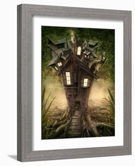 Fantasy Tree House in Forest-egal-Framed Photographic Print