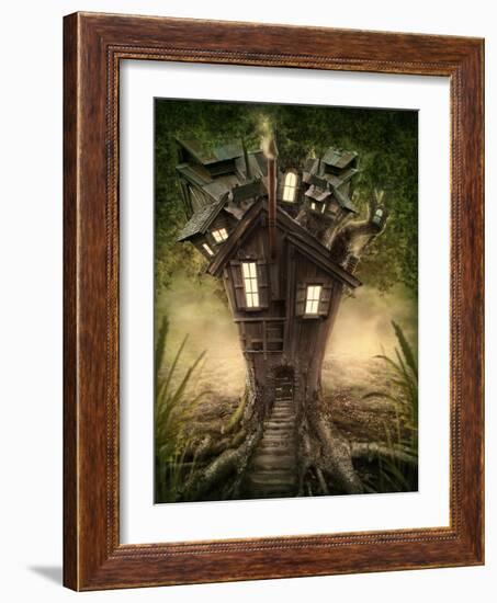 Fantasy Tree House in Forest-egal-Framed Photographic Print