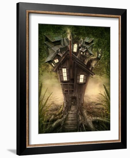 Fantasy Tree House in Forest-egal-Framed Photographic Print