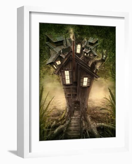 Fantasy Tree House in Forest-egal-Framed Photographic Print