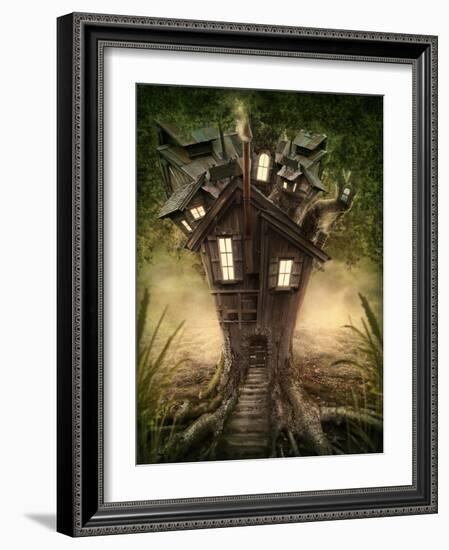 Fantasy Tree House in Forest-egal-Framed Photographic Print