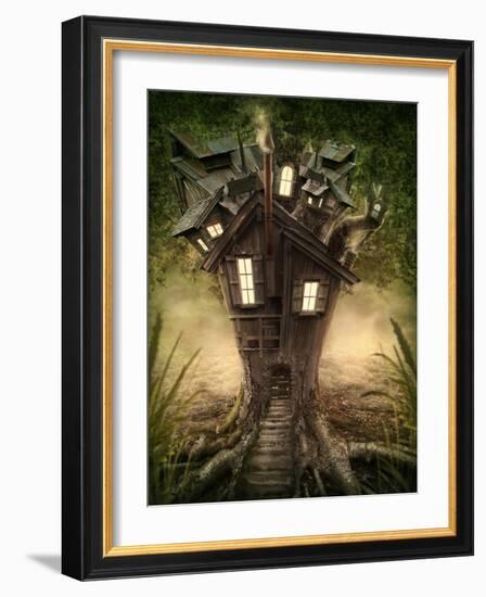 Fantasy Tree House in Forest-egal-Framed Photographic Print