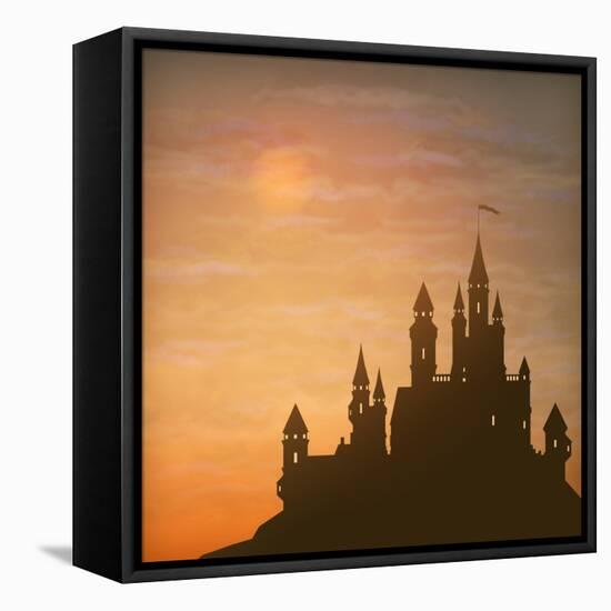 Fantasy Vector Castle Moonlight Sky-kostins-Framed Stretched Canvas