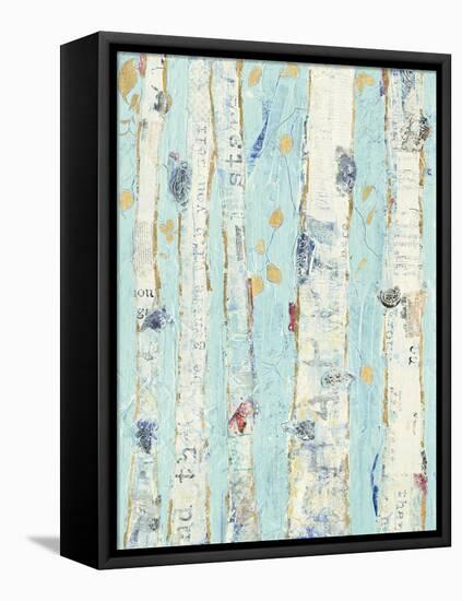 Far From Blue II Gold Leaves-Kellie Day-Framed Stretched Canvas