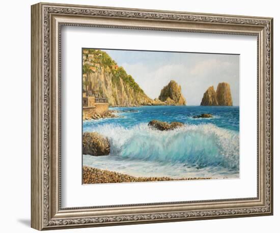 Faraglioni On Island Capri-kirilstanchev-Framed Art Print