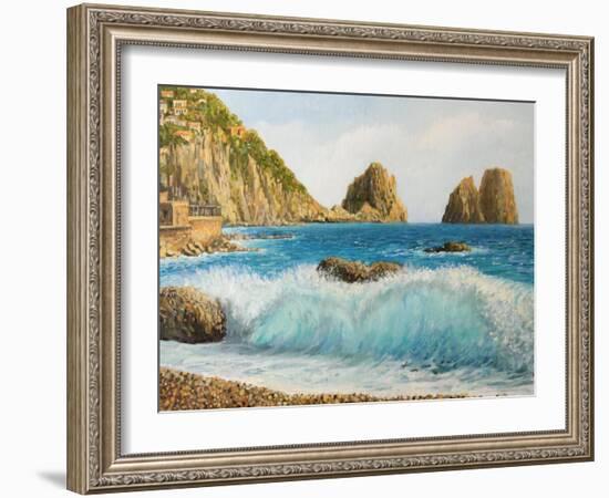 Faraglioni On Island Capri-kirilstanchev-Framed Art Print