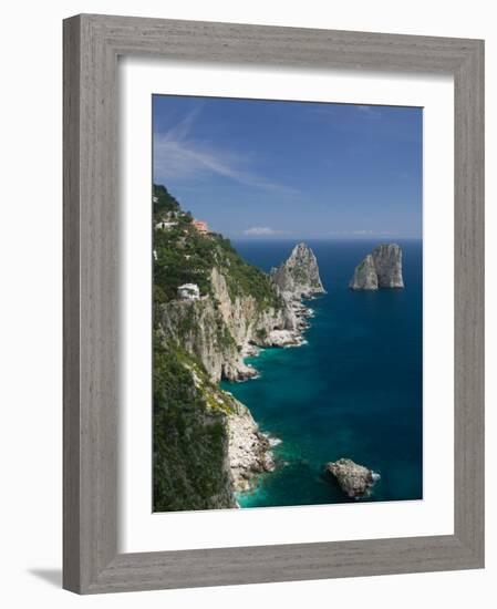 Faraglioni Rocks, Capri, Bay of Naples, Campania, Italy-Walter Bibikow-Framed Photographic Print