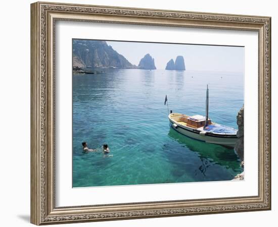Faraglioni Rocks from Marina Piccola, Island of Capri, Campania, Italy, Mediterranean-G Richardson-Framed Photographic Print
