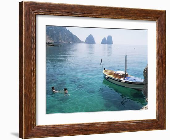 Faraglioni Rocks from Marina Piccola, Island of Capri, Campania, Italy, Mediterranean-G Richardson-Framed Photographic Print