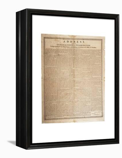 Farewell Address of the Late General George Washington, 17th September 1796-null-Framed Premier Image Canvas